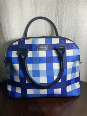 kate spade Blue and White Gingham Dome Satchel